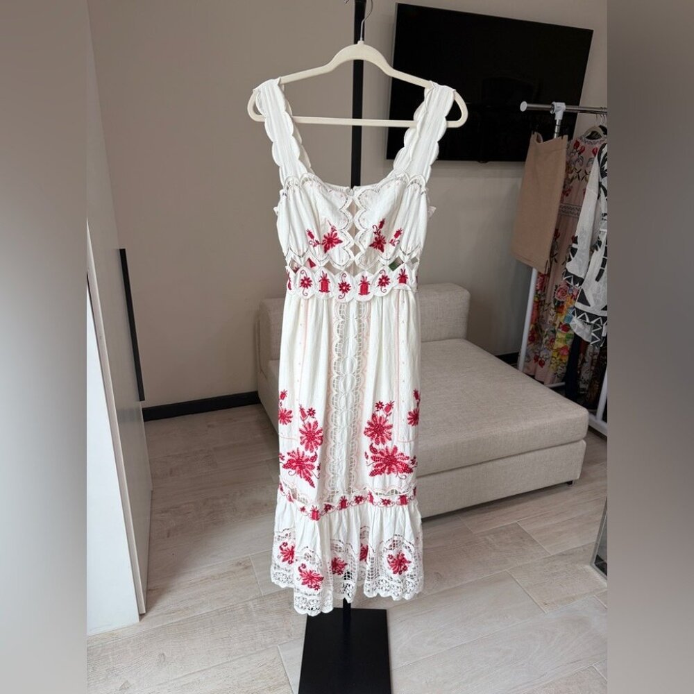 FarmRio: Richelieu Sunflower Linen-Blend Midi-Dre… - image 13